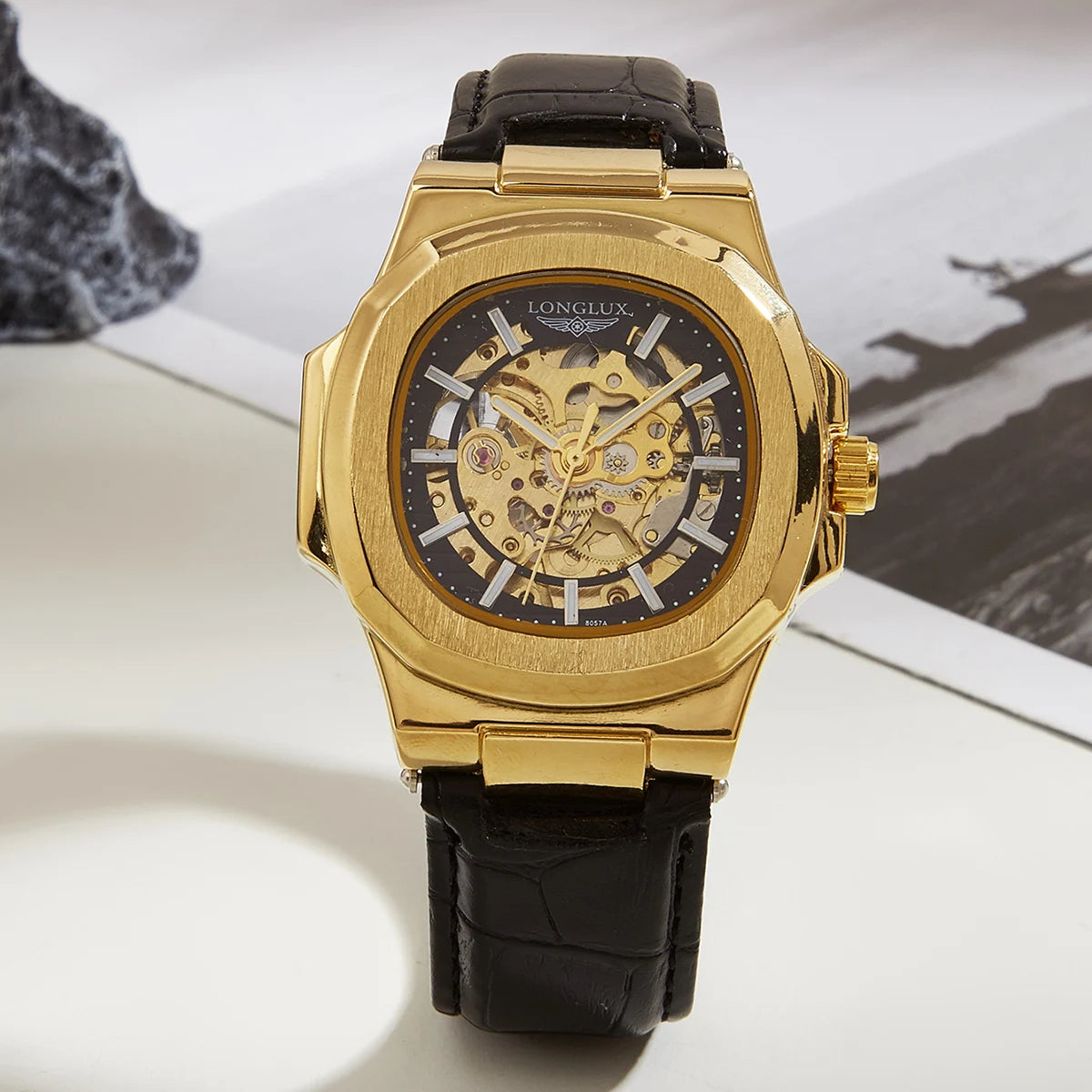Automatic Skeleton Watch Men | Leather Luxury Waterproof - TREASURE ESHOP